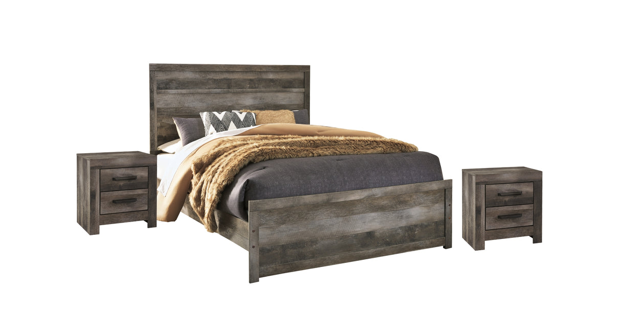 Wynnlow Queen Panel Bed with 2 Nightstands in Gray from Ashley Furniture - Luna Furniture
