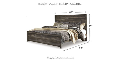 Wynnlow King Panel Bed with Mirrored Dresser, Chest and 2 Nightstands in Gray from Ashley Furniture - Luna Furniture