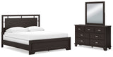 Covetown California King Panel Bed with Mirrored Dresser in Dark Brown from Ashley - Luna Furniture