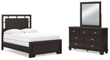 Covetown Dark Brown Full Panel Bed with Mirrored Dresser from Ashley Furniture - Luna Furniture