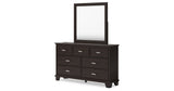 Covetown Queen Panel Bed with Mirrored Dresser and Nightstand in Dark Brown from Ashley Furniture - Luna Furniture