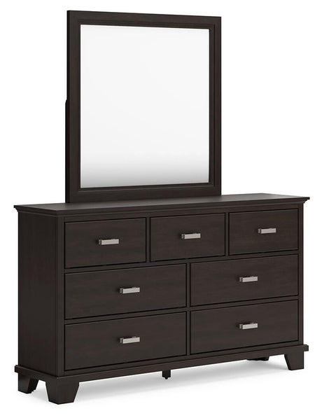 Wynnlow King Panel Bed with Mirrored Dresser and 2 Nightstands in Gray from Ashley - Luna Furniture