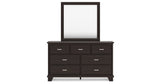 Covetown Queen Panel Bed with Mirrored Dresser and Nightstand in Dark Brown from Ashley Furniture - Luna Furniture