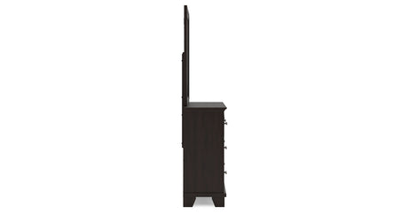 Covetown Full Panel Bed with Mirrored Dresser, Chest and Nightstand in Dark Brown from Ashley Furniture - Luna Furniture