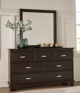 Covetown Dark Brown Twin Panel Bed with Mirrored Dresser from Ashley Furniture - Luna Furniture