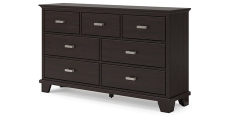 Covetown Twin Panel Bed with Dresser and 2 Nightstands in Dark Brown from Ashley Furniture - Luna Furniture