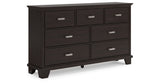 Covetown Queen Panel Bed with Dresser in Dark Brown from Ashley Furniture - Luna Furniture