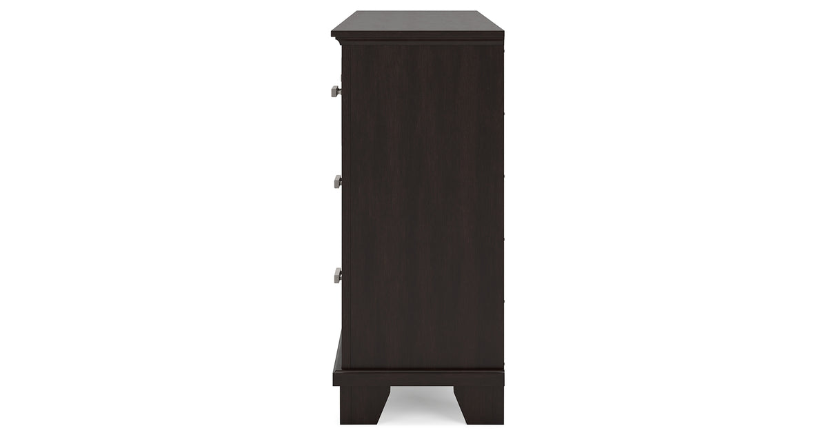 Covetown Queen Panel Bed with Dresser in Dark Brown from Ashley Furniture - Luna Furniture