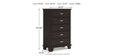 Covetown King Panel Bed with Mirrored Dresser and Chest in Dark Brown from Ashley Furniture - Luna Furniture