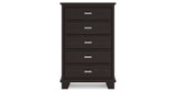Covetown California King Panel Bed with Mirrored Dresser and Chest in Dark Brown from Ashley Furniture - Luna Furniture
