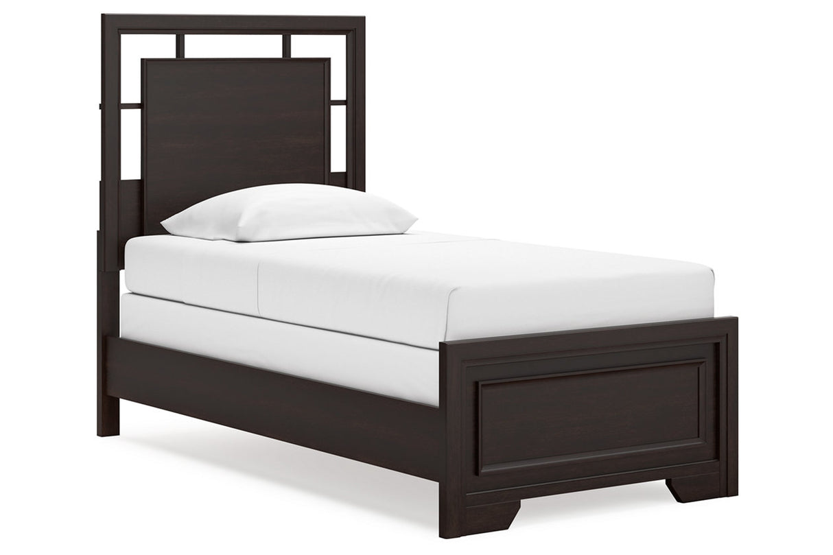 Covetown Dark Brown Twin Panel Bed from Ashley - Luna Furniture