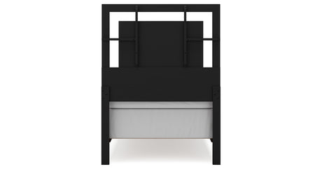 Covetown Twin Panel Bed with Mirrored Dresser and Chest in Dark Brown from Ashley Furniture - Luna Furniture