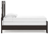 Covetown Dark Brown Twin Panel Bed with Mirrored Dresser from Ashley Furniture - Luna Furniture