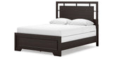 Covetown Queen Panel Bed with Mirrored Dresser and Nightstand in Dark Brown from Ashley Furniture - Luna Furniture