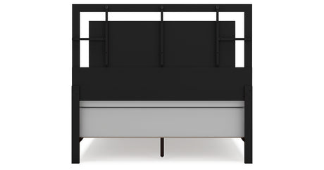 Covetown Queen Panel Bed with Mirrored Dresser, Chest and Nightstand in Dark Brown from Ashley - Luna Furniture