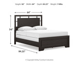 Covetown Queen Panel Bed with Mirrored Dresser in Dark Brown from Ashley Furniture - Luna Furniture