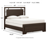 Covetown Queen Panel Bed with Mirrored Dresser and Nightstand in Dark Brown from Ashley Furniture - Luna Furniture