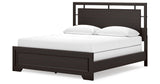 Covetown California King Panel Bed with Mirrored Dresser and Nightstand in Dark Brown from Ashley Furniture - Luna Furniture