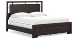 Covetown California King Panel Bed with Mirrored Dresser and 2 Nightstands in Dark Brown from Ashley Furniture - Luna Furniture