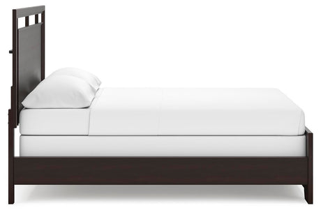 Covetown California King Panel Bed with Mirrored Dresser in Dark Brown from Ashley - Luna Furniture