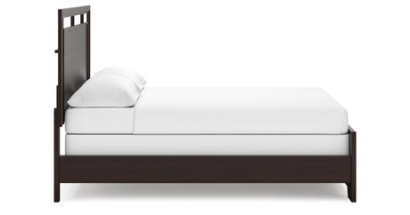 Covetown California King Panel Bed with Dresser and 2 Nightstands in Dark Brown from Ashley - Luna Furniture