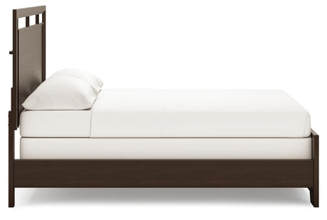 Covetown Dark Brown California King Panel Bed, 2 Nightstands from Ashley - Luna Furniture