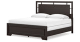 Covetown King Panel Bed with Mirrored Dresser and Nightstand in Dark Brown from Ashley - Luna Furniture