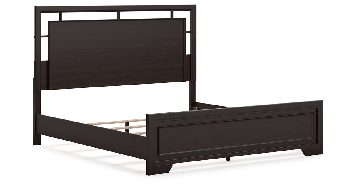 Covetown King Panel Bed with Dresser and 2 Nightstands in Dark Brown from Ashley - Luna Furniture