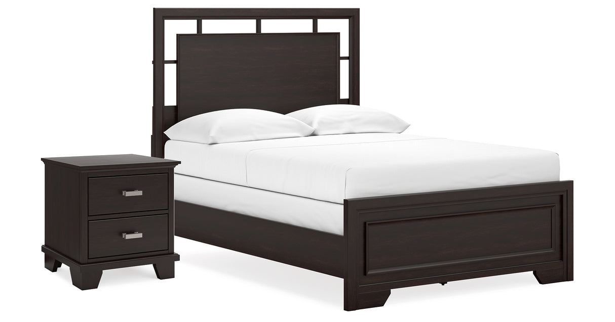 Covetown Full Panel Bed with Nightstand in Dark Brown from Ashley Furniture - Luna Furniture