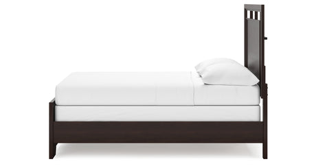 Covetown Full Panel Bed with Mirrored Dresser, Chest and 2 Nightstands in Dark Brown from Ashley Furniture - Luna Furniture