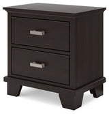 Covetown Dark Brown Queen Panel Bed and Nightstand from Ashley Furniture - Luna Furniture