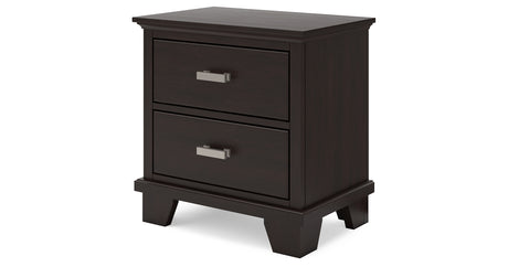 Covetown Twin Panel Bed with Mirrored Dresser, Chest and 2 Nightstands in Dark Brown from Ashley Furniture - Luna Furniture