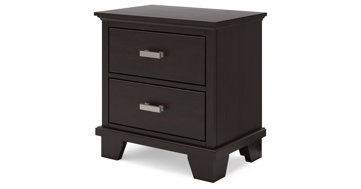 Covetown Twin Panel Bed with Mirrored Dresser and 2 Nightstands in Dark Brown from Ashley Furniture - Luna Furniture