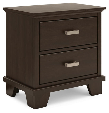 Covetown Dark Brown California King Panel Bed, 2 Nightstands from Ashley - Luna Furniture