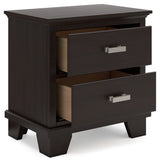 Covetown Dark Brown Queen Panel Bed and Nightstand from Ashley Furniture - Luna Furniture