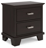 Covetown Dark Brown Queen Panel Bed and Nightstand from Ashley Furniture - Luna Furniture