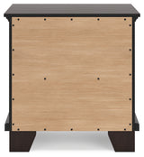 Covetown Dark Brown Queen Panel Bed and Nightstand from Ashley Furniture - Luna Furniture