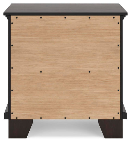Covetown Dark Brown California King Panel Bed, 2 Nightstands from Ashley - Luna Furniture