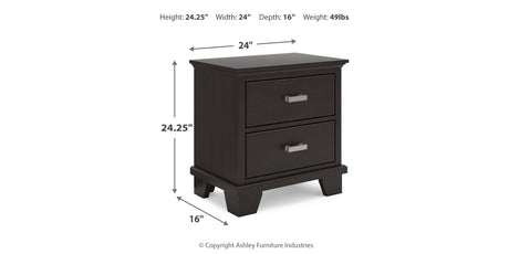 Covetown Full Panel Bed with Mirrored Dresser and 2 Nightstands in Dark Brown from Ashley Furniture - Luna Furniture