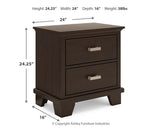 Covetown Queen Panel Bed with Mirrored Dresser and Nightstand in Dark Brown from Ashley Furniture - Luna Furniture