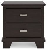 Covetown Dark Brown Queen Panel Bed and Nightstand from Ashley Furniture - Luna Furniture