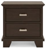 Covetown Dark Brown Queen Panel Bed and Nightstand from Ashley Furniture - Luna Furniture
