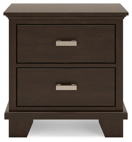 Covetown Dark Brown Queen Panel Bed and Nightstand from Ashley - Luna Furniture