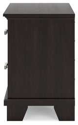 Covetown Dark Brown Queen Panel Bed and Nightstand from Ashley Furniture - Luna Furniture