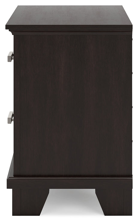 Covetown Dark Brown Queen Panel Bed, Dresser, Mirror, Chest and Nightstand from Ashley - Luna Furniture