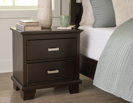 Covetown Full Panel Bed with Mirrored Dresser, Chest and Nightstand in Dark Brown from Ashley Furniture - Luna Furniture