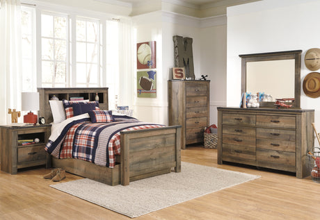Trinell Brown Twin Bookcase Storage Platform Bed with 1 Large Drawer from Ashley Furniture - Luna Furniture