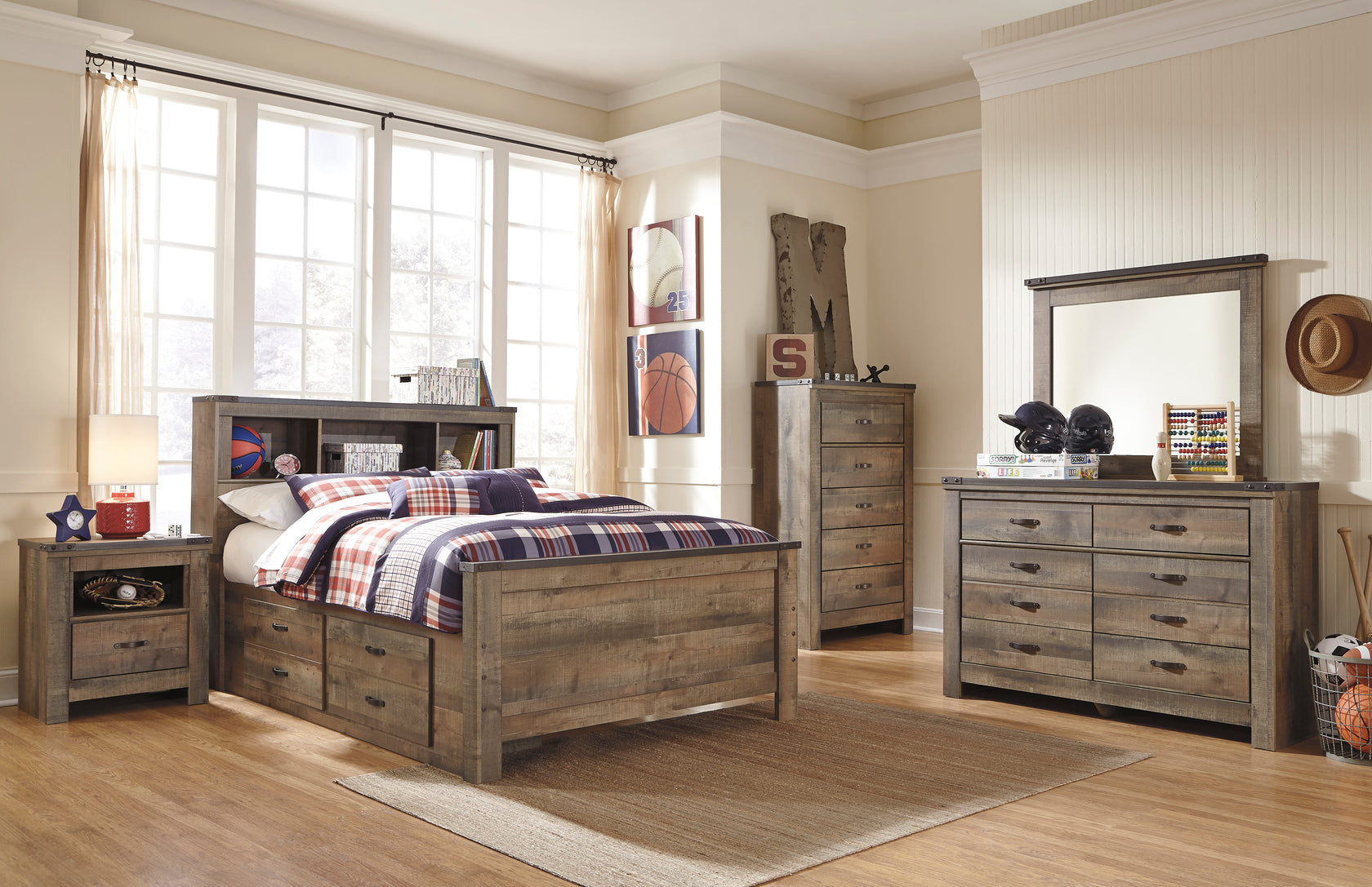 Trinell Brown Youth Bookcase Storage Platform Bedroom Set from Ashley - Luna Furniture