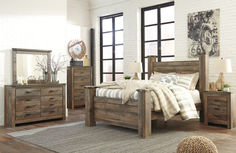 Trinell Queen Poster Bed with Dresser and Chest in Brown from Ashley Furniture - Luna Furniture