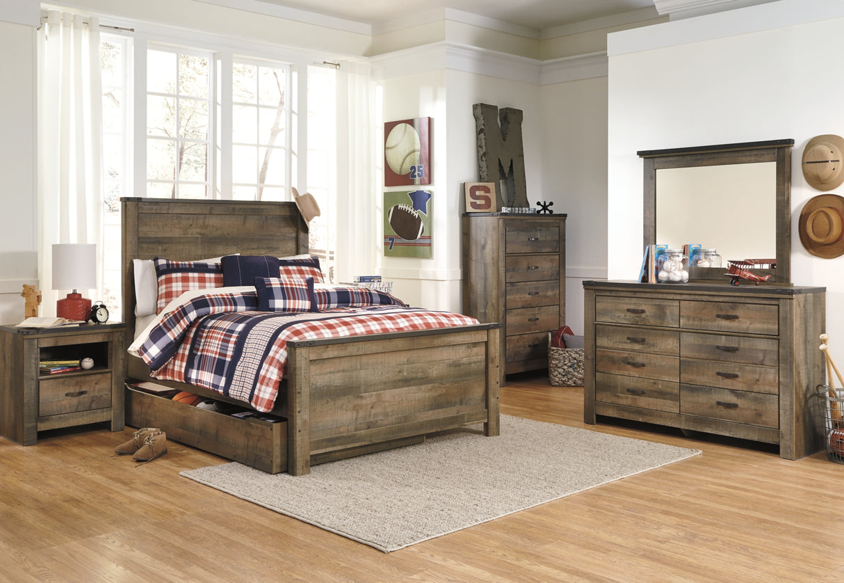 Trinell Brown Full Storage Platform Bed with 1 Large Drawer from Ashley Furniture - Luna Furniture